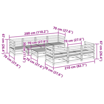 Set Divani da Giardino 8 pz in Legno Impregnato di Pino | homemem39