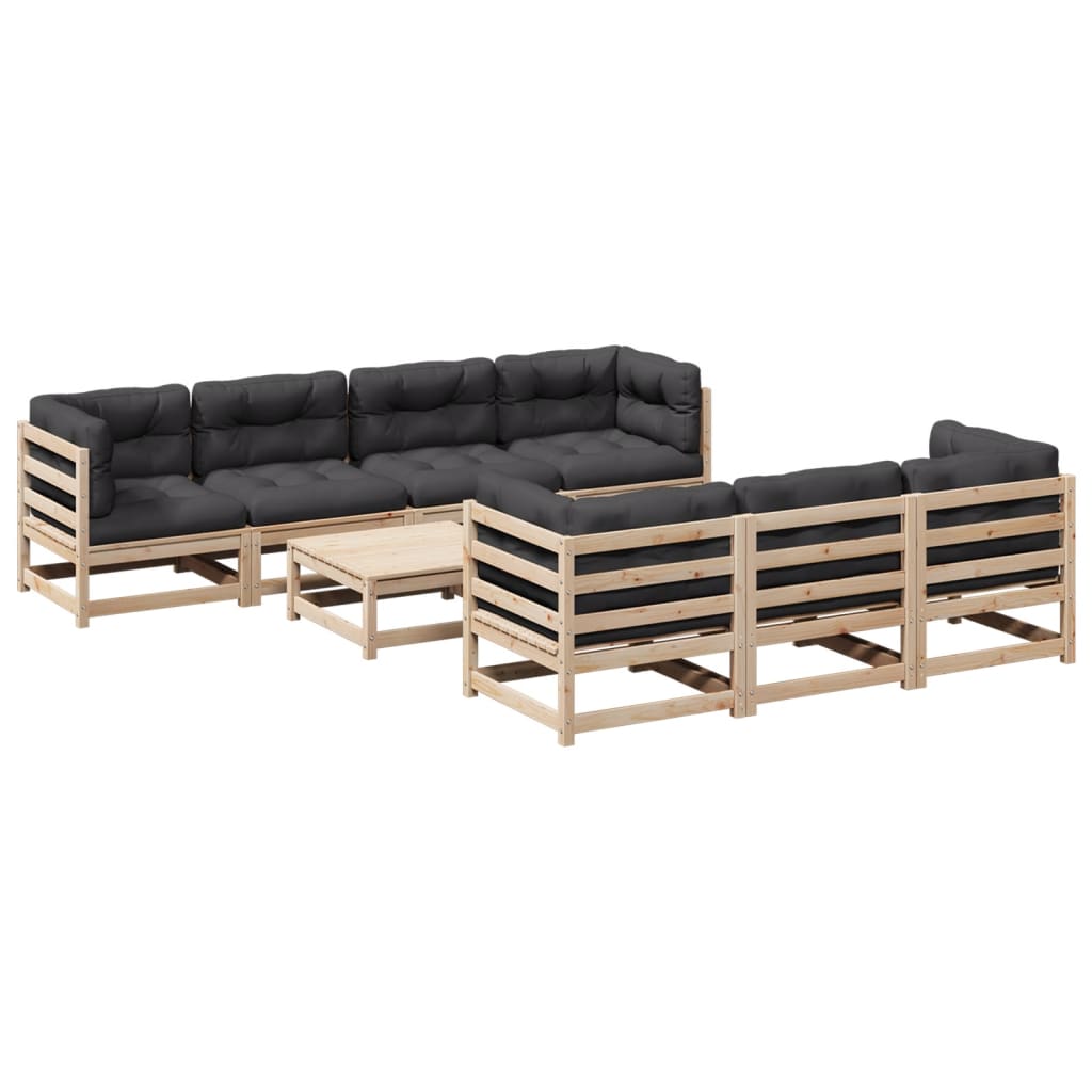 Set Divani da Giardino 8 pz con Cuscini Legno Massello di Pino - homemem39
