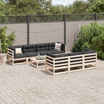 Set Divani da Giardino 8 pz con Cuscini Legno Massello di Pino - homemem39
