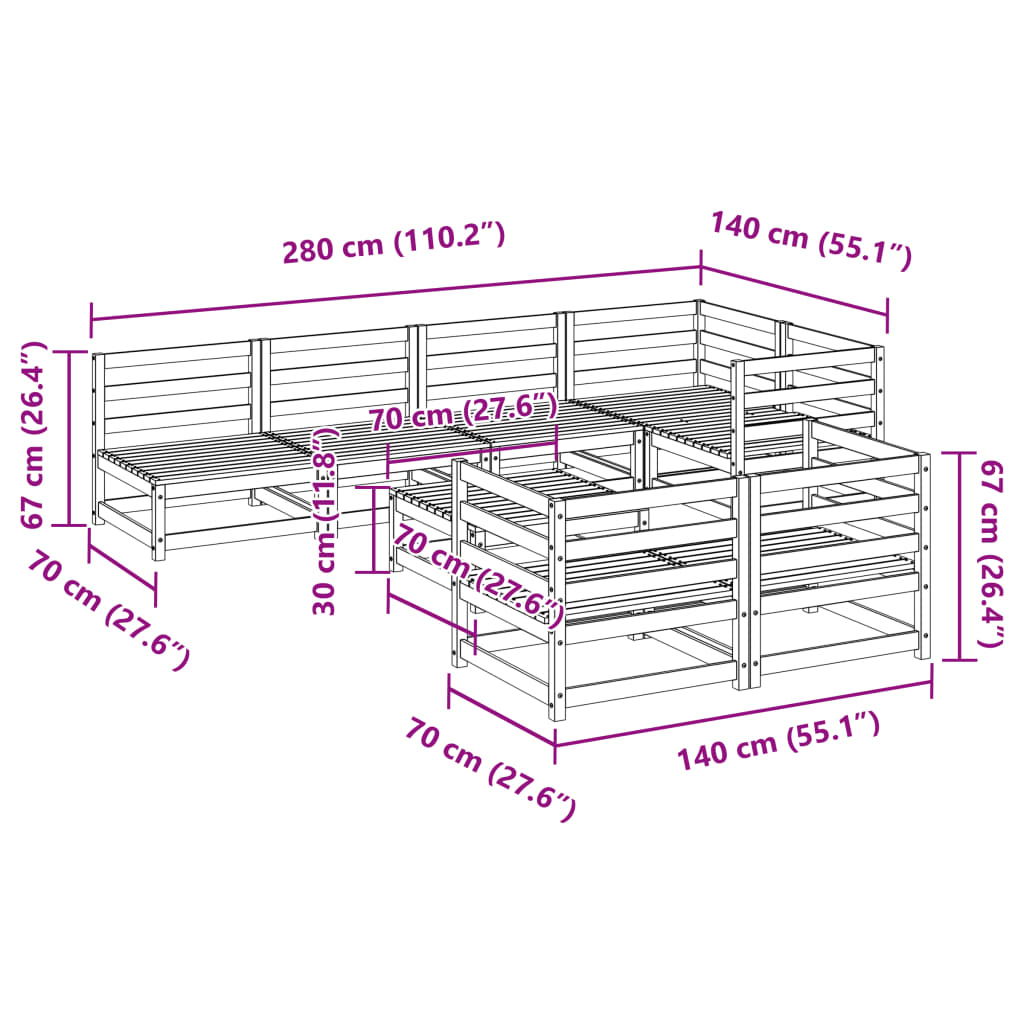 Set Divani da Giardino 8 pz in Legno Impregnato di Pino | homemem39