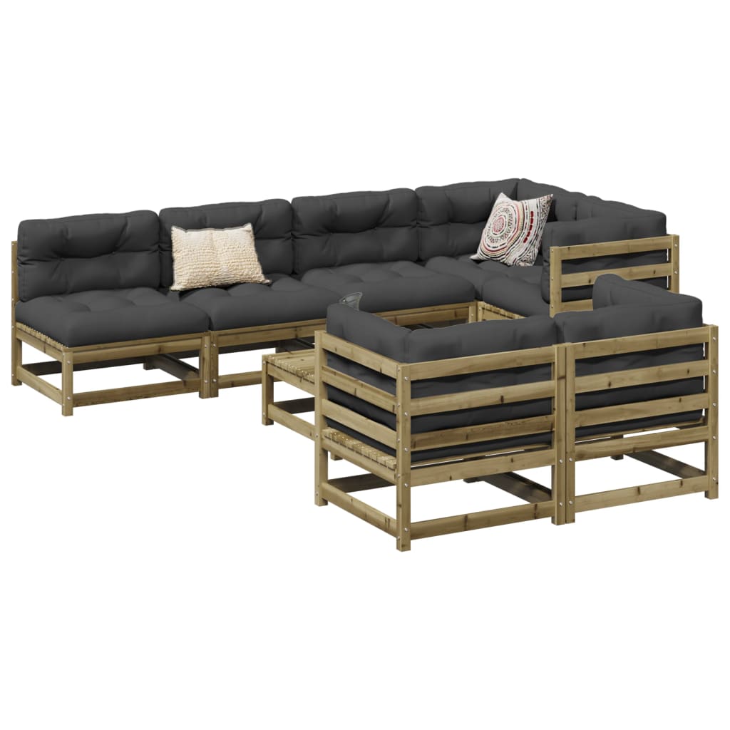 Set Divani da Giardino 8 pz in Legno Impregnato di Pino | homemem39