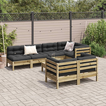 Set Divani da Giardino 8pz con Cuscini Legno Impregnato di Pino | homemem39