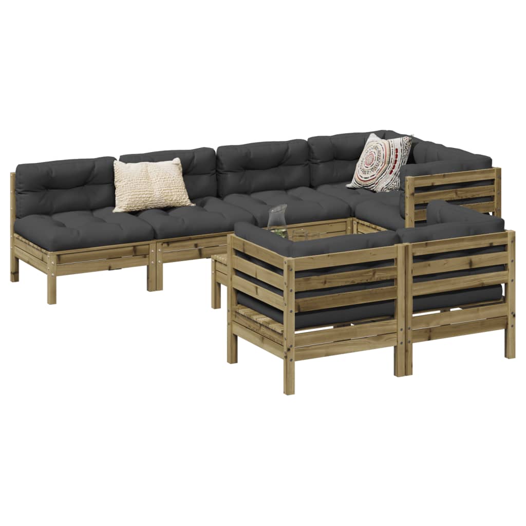 Set Divani da Giardino 8pz con Cuscini Legno Impregnato di Pino | homemem39