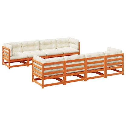 Set Divani Giardino 9 pz con Cuscini Marrone Cera Massello Pino | homemem39