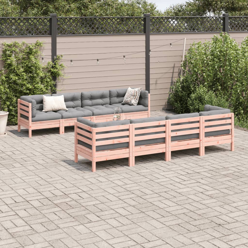 Set Divani Giardino 9 pz Cuscini Legno Massello Abete Douglas | homemem39