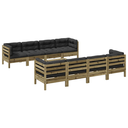 Set Divani da Giardino 9pz con Cuscini Legno Impregnato di Pino | homemem39