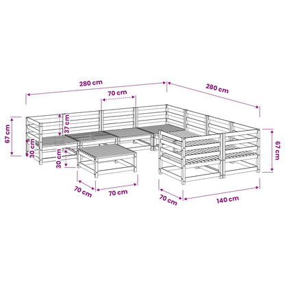 Set Divani da Giardino 9 pz in Legno Massello Abete Douglas