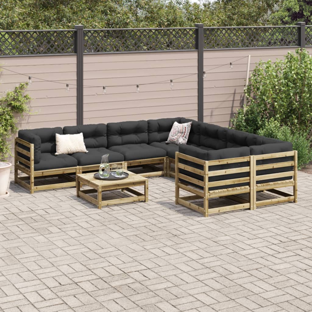 Set Divani da Giardino 9 pz in Legno Impregnato di Pino | homemem39