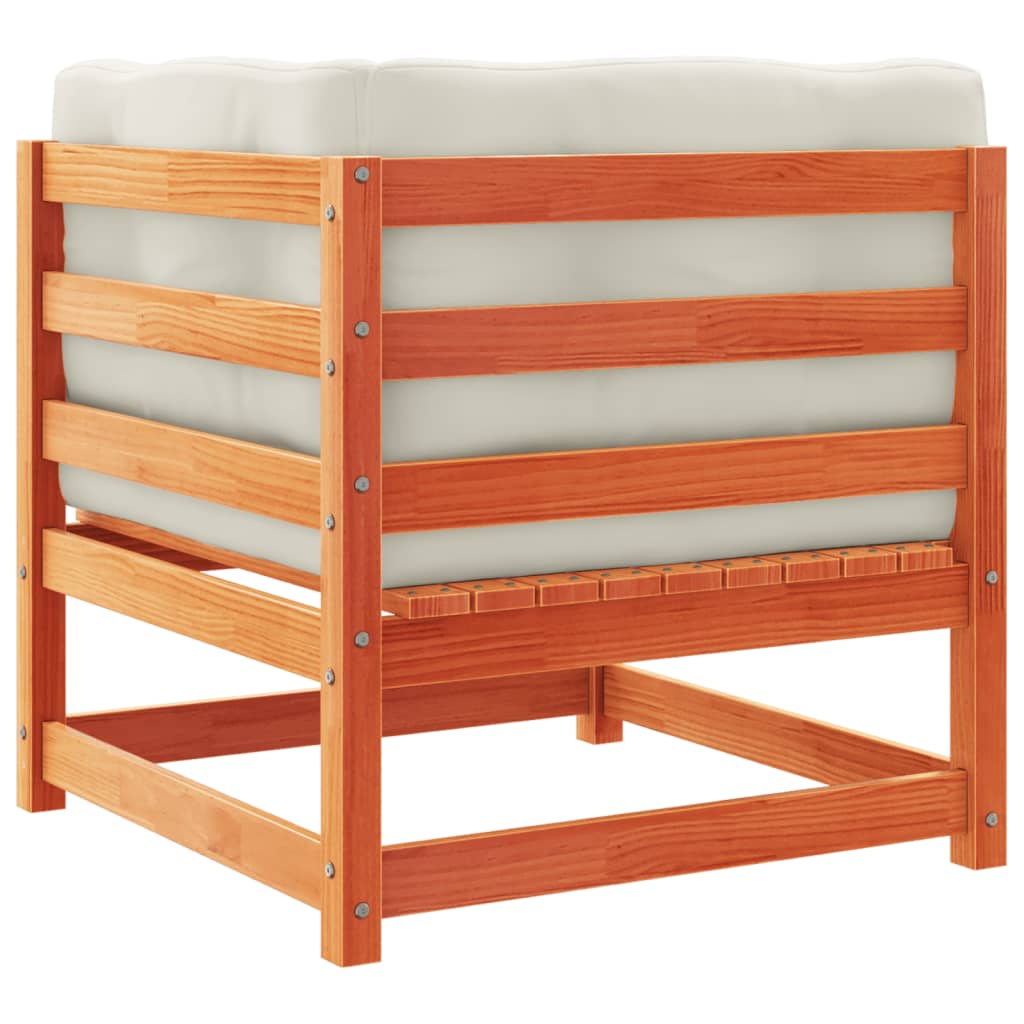 Set Divani Giardino 9 pz con Cuscini Marrone Cera Massello Pino - homemem39