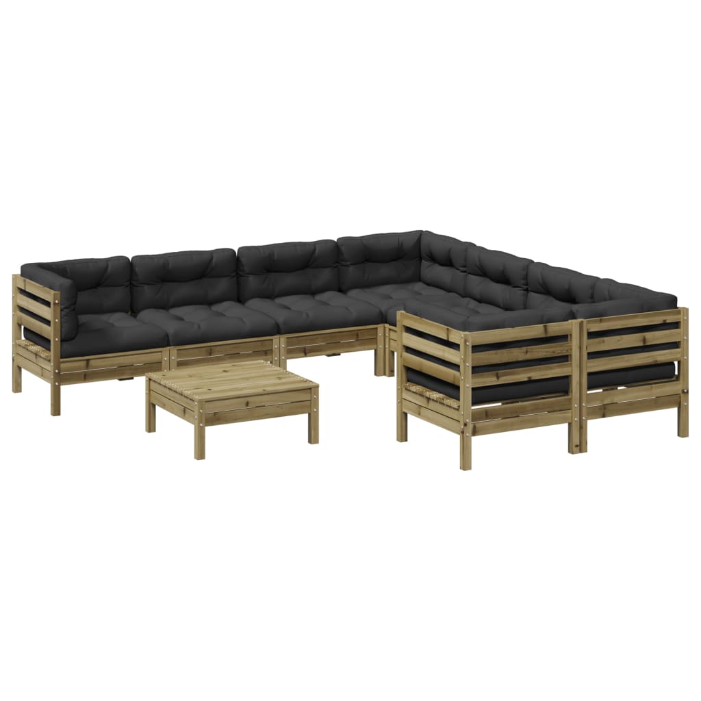 Set Divani da Giardino 9pz con Cuscini Legno Impregnato di Pino | homemem39