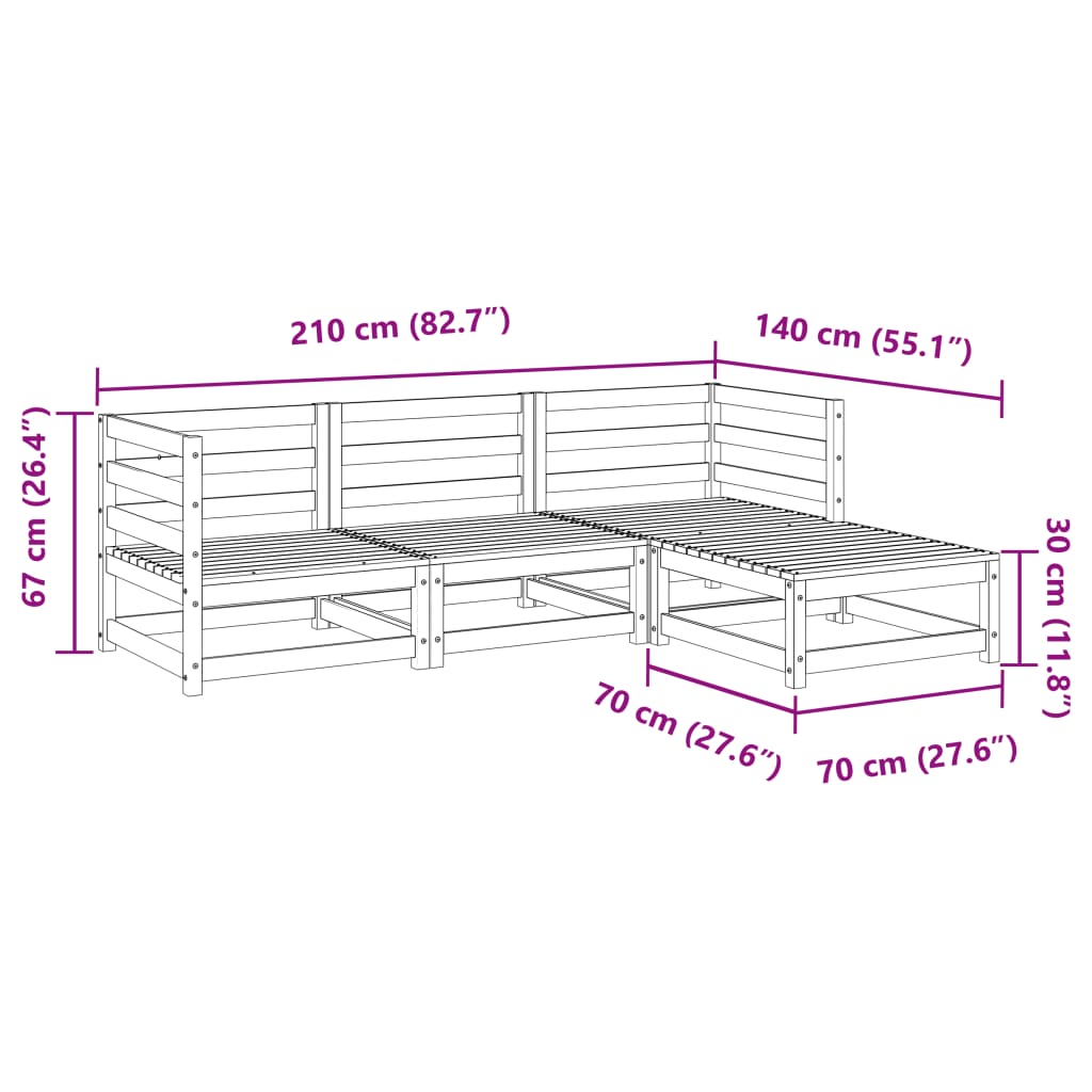 Set Divani da Giardino 4 pz in Legno Massello Abete Douglas | homemem39