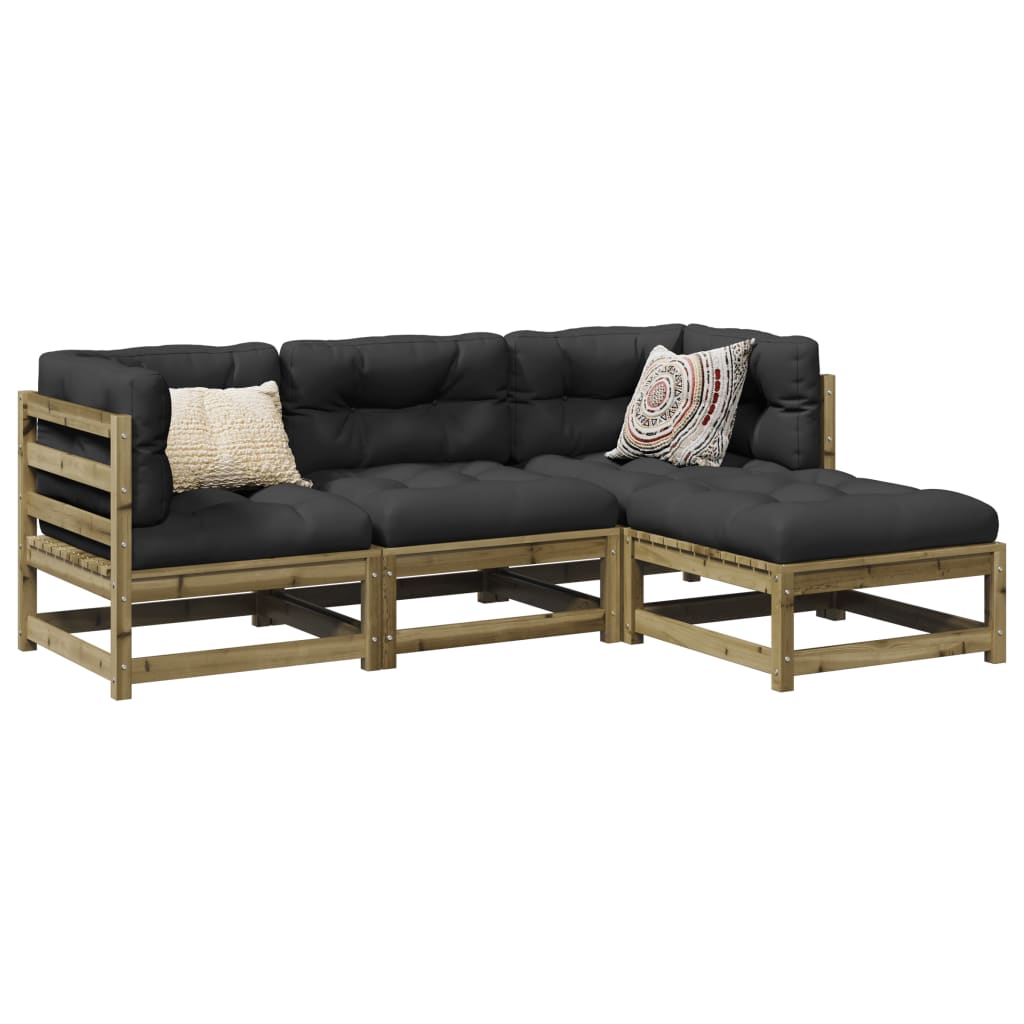 Set Divani da Giardino 4 pz in Legno Impregnato di Pino | homemem39