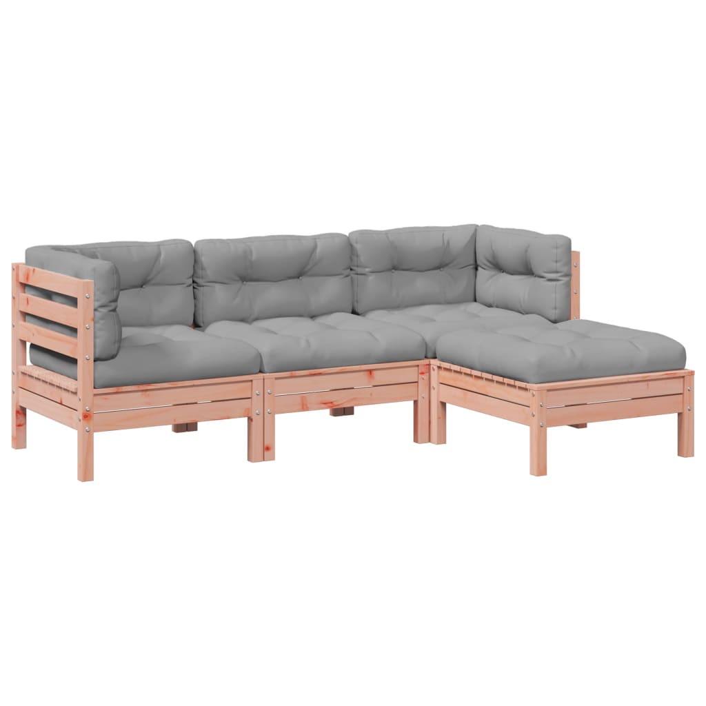 Set Divani Giardino 4 pz Cuscini Legno Massello Abete Douglas | homemem39