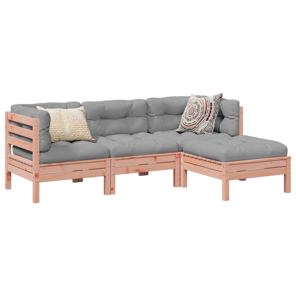 Set Divani Giardino 4 pz Cuscini Legno Massello Abete Douglas | homemem39