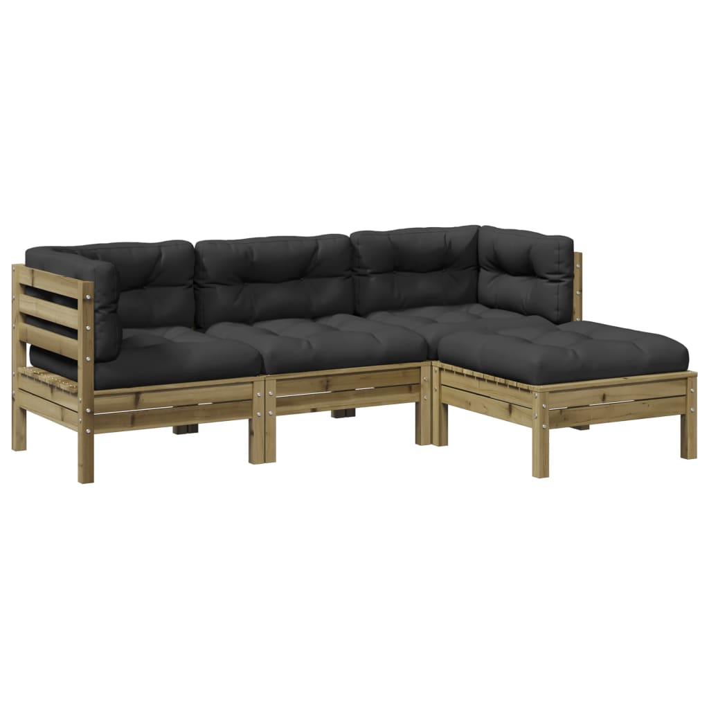 Set Divani da Giardino 4pz con Cuscini Legno Impregnato di Pino | homemem39
