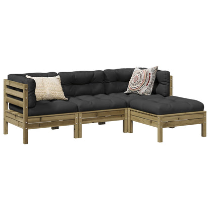 Set Divani da Giardino 4pz con Cuscini Legno Impregnato di Pino | homemem39