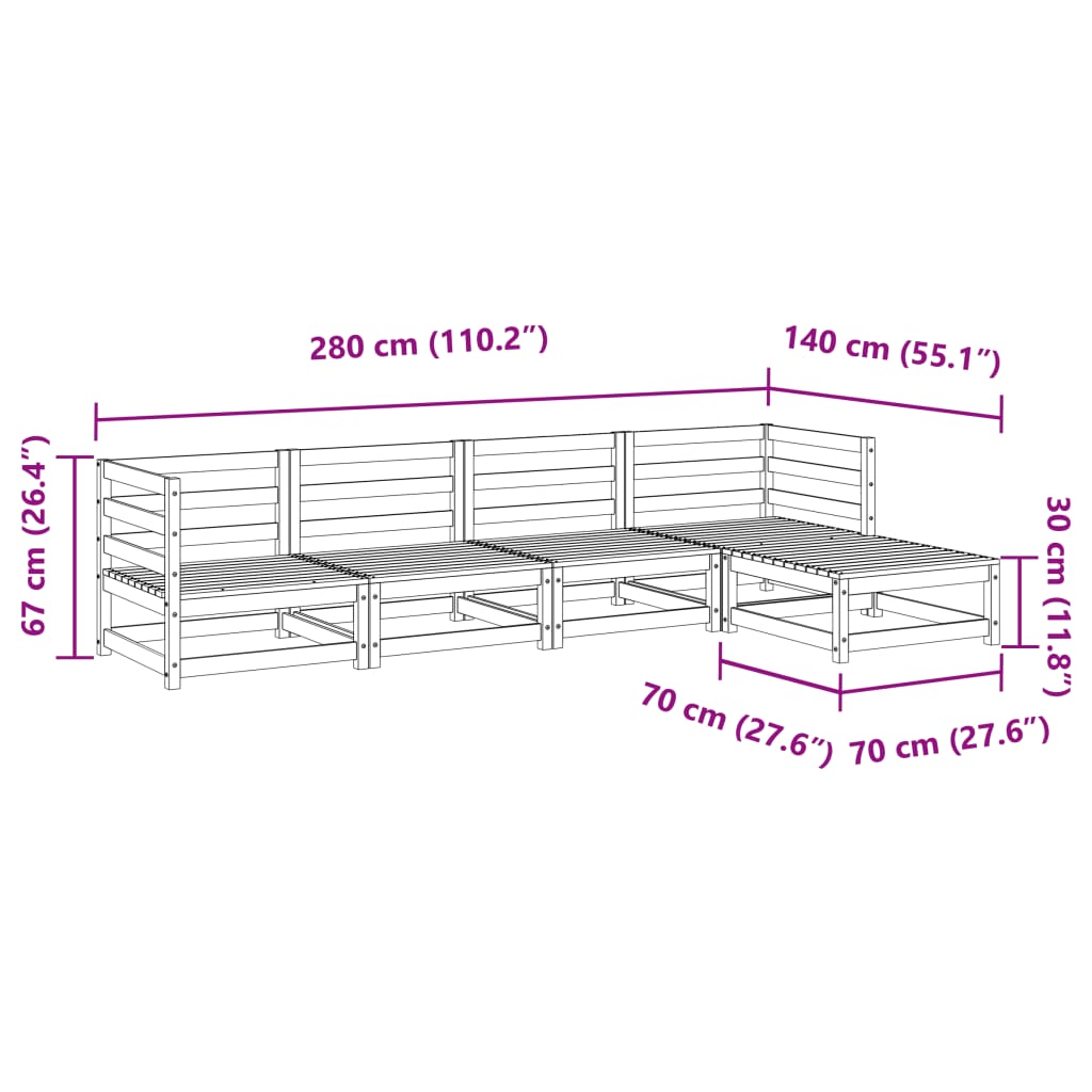 Set Divani da Giardino 5 pz in Legno Impregnato di Pino | homemem39