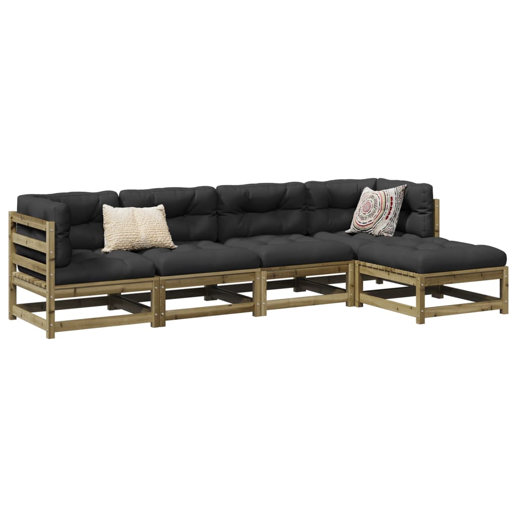 Set Divani da Giardino 5 pz in Legno Impregnato di Pino | homemem39