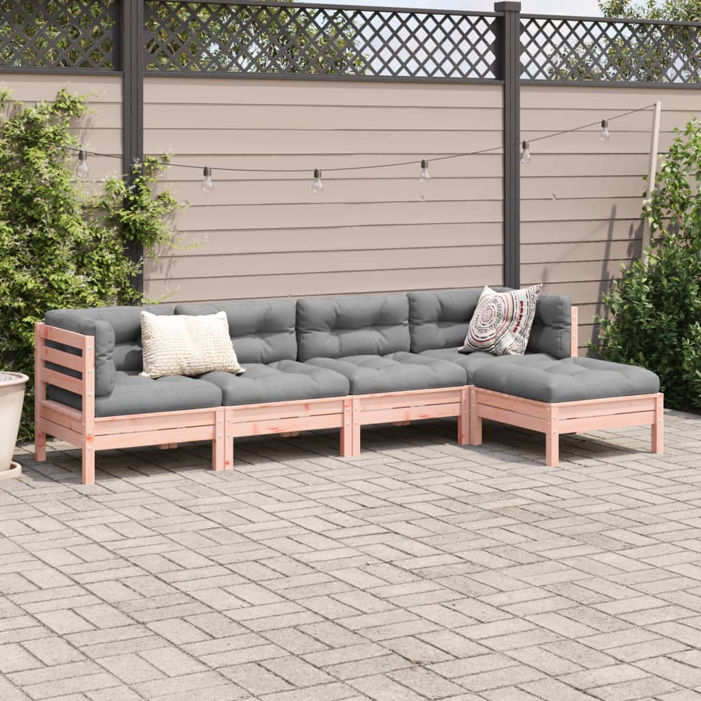 Set Divani Giardino 5 pz Cuscini Legno Massello Abete Douglas | homemem39