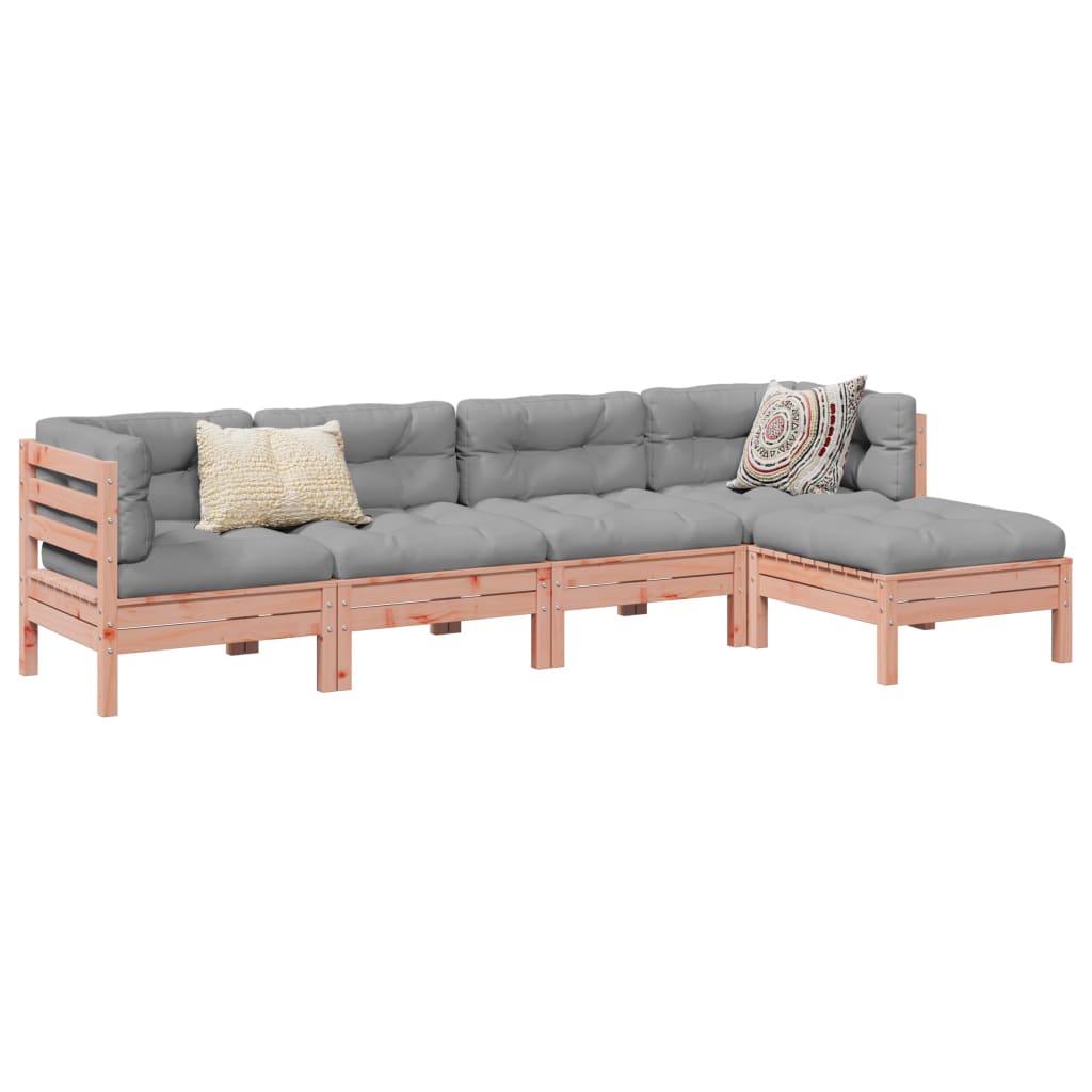 Set Divani Giardino 5 pz Cuscini Legno Massello Abete Douglas | homemem39