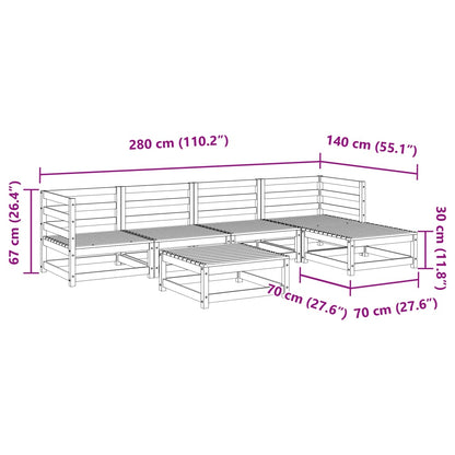 Set Divani da Giardino 6 pz in Legno Massello Abete Douglas | homemem39