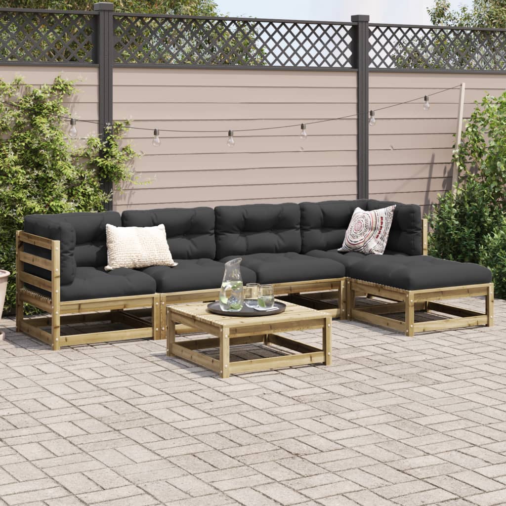 Set Divani da Giardino 6 pz in Legno Impregnato di Pino | homemem39
