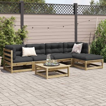 Set Divani da Giardino 6pz con Cuscini Legno Impregnato di Pino - homemem39