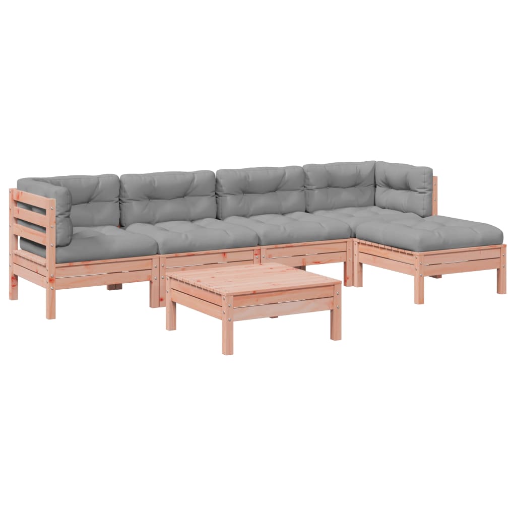 Set Divani Giardino 6 pz Cuscini Legno Massello Abete Douglas | homemem39