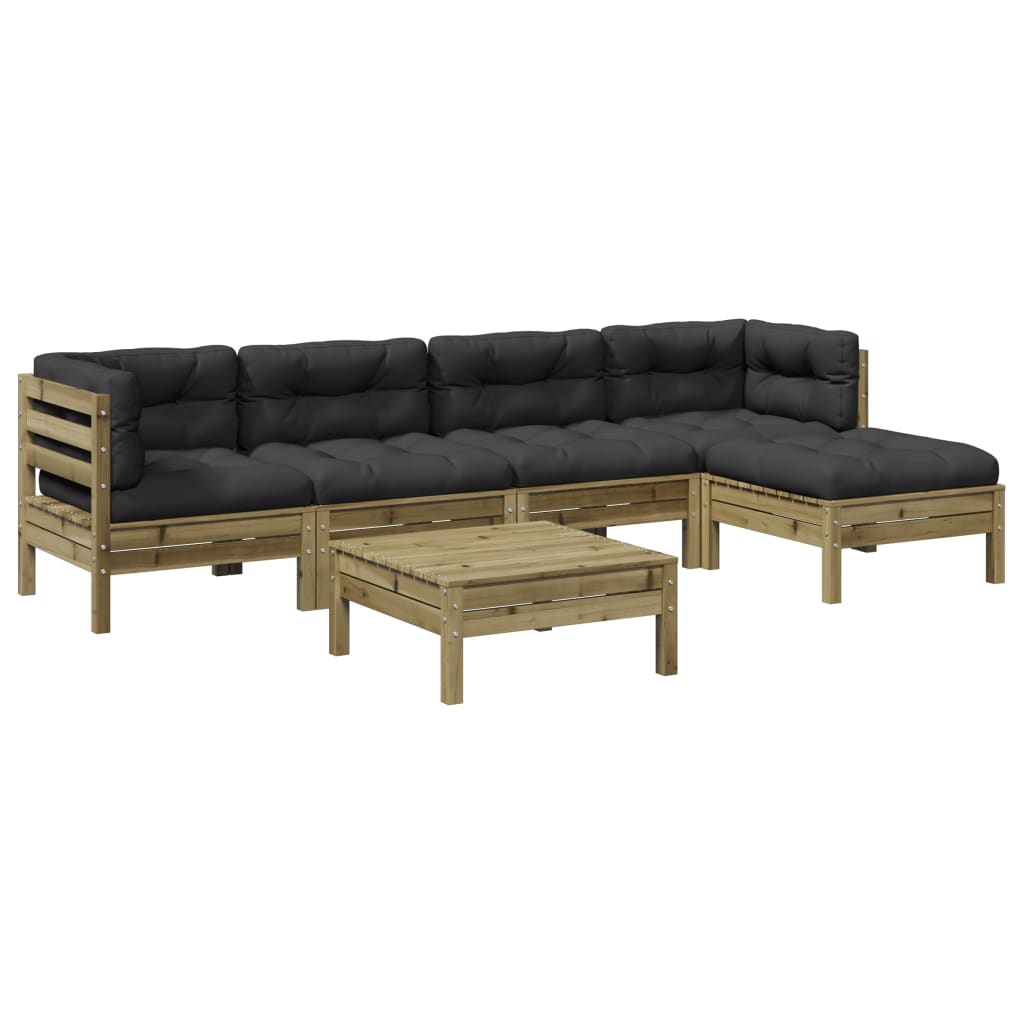 Set Divani da Giardino 6pz con Cuscini Legno Impregnato di Pino | homemem39