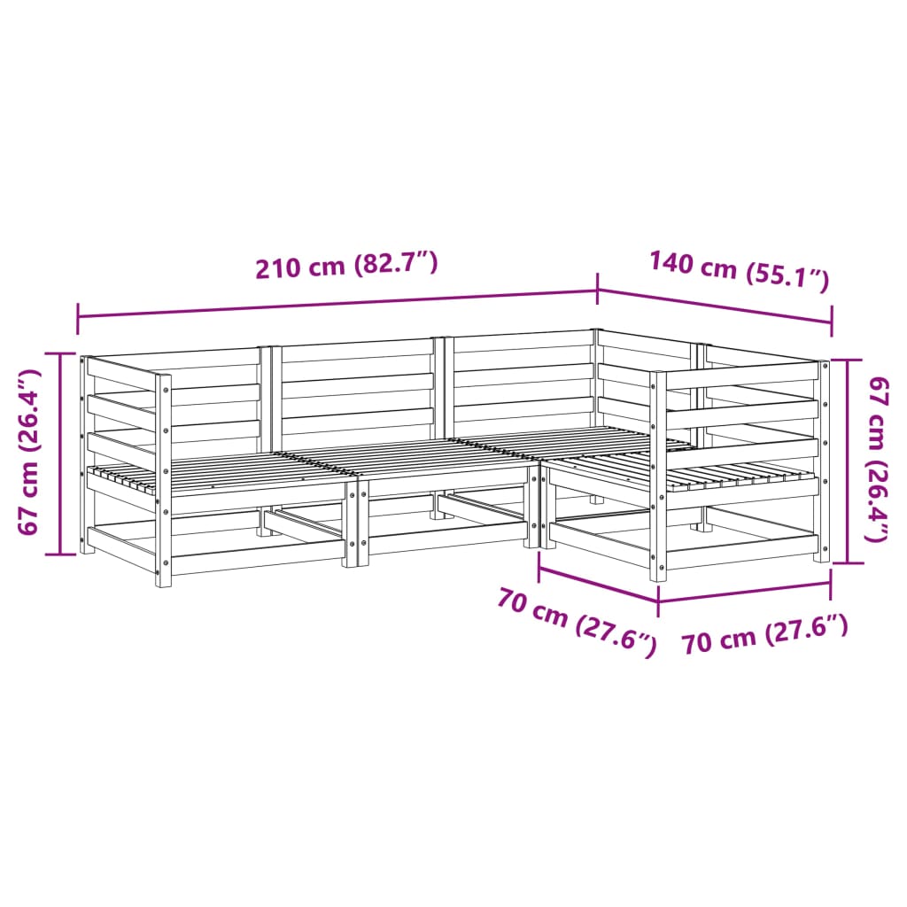 Set Divani da Giardino 4 pz in Legno Massello Abete Douglas | homemem39