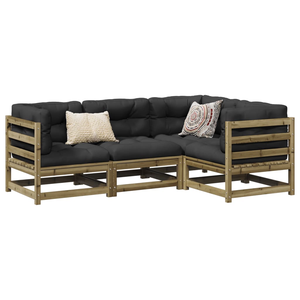 Set Divani da Giardino 4 pz in Legno Impregnato di Pino | homemem39