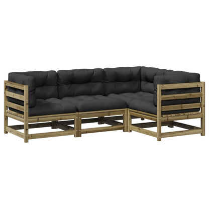 Set Divani da Giardino 4pz con Cuscini Legno Impregnato di Pino - homemem39