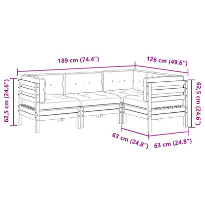 Set Divani da Giardino 4pz con Cuscini Legno Impregnato di Pino | homemem39