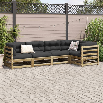 Set Divani da Giardino 5pz con Cuscini Legno Impregnato di Pino - homemem39