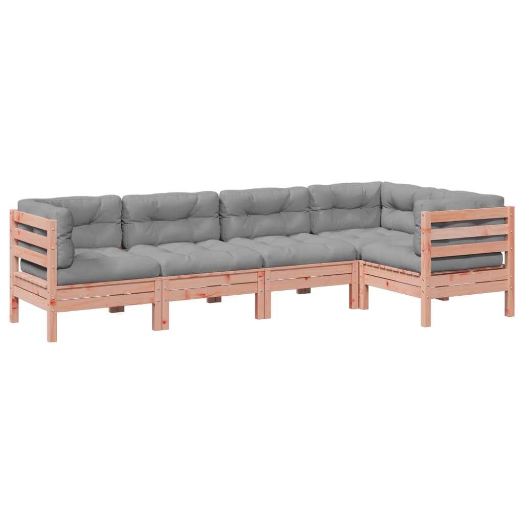 Set Divani Giardino 5 pz Cuscini Legno Massello Abete Douglas | homemem39