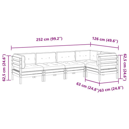 Set Divani Giardino 5 pz Cuscini Legno Massello Abete Douglas | homemem39