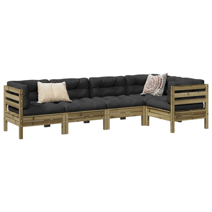 Set Divani da Giardino 5pz con Cuscini Legno Impregnato di Pino | homemem39