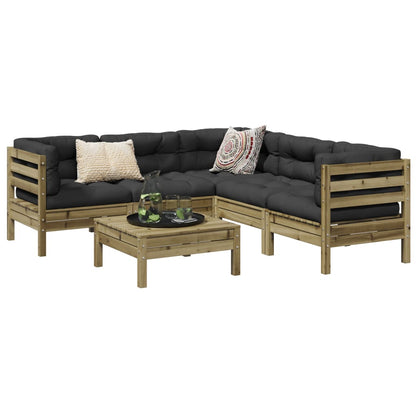 Set Divani da Giardino 6pz con Cuscini Legno Impregnato di Pino | homemem39