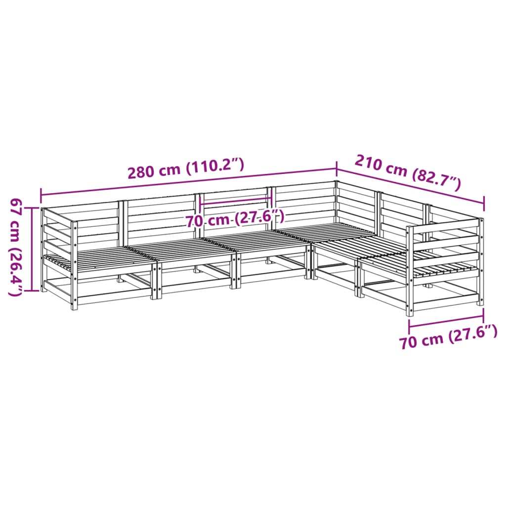 Set Divani da Giardino 6 pz in Legno Impregnato di Pino | homemem39