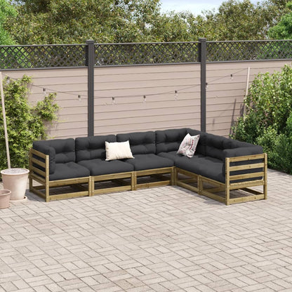 Set Divani da Giardino 6pz con Cuscini Legno Impregnato di Pino - homemem39