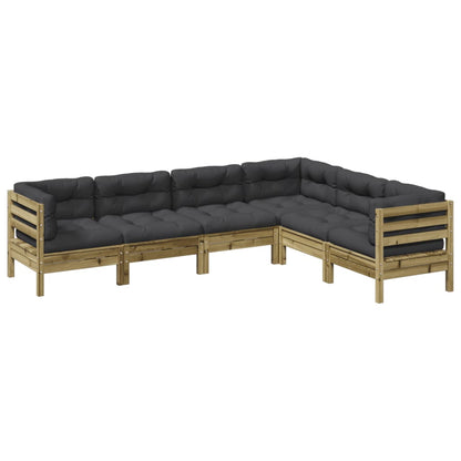 Set Divani da Giardino 6pz con Cuscini Legno Impregnato di Pino | homemem39