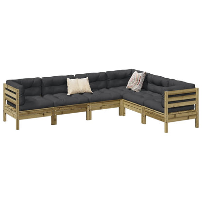 Set Divani da Giardino 6pz con Cuscini Legno Impregnato di Pino | homemem39