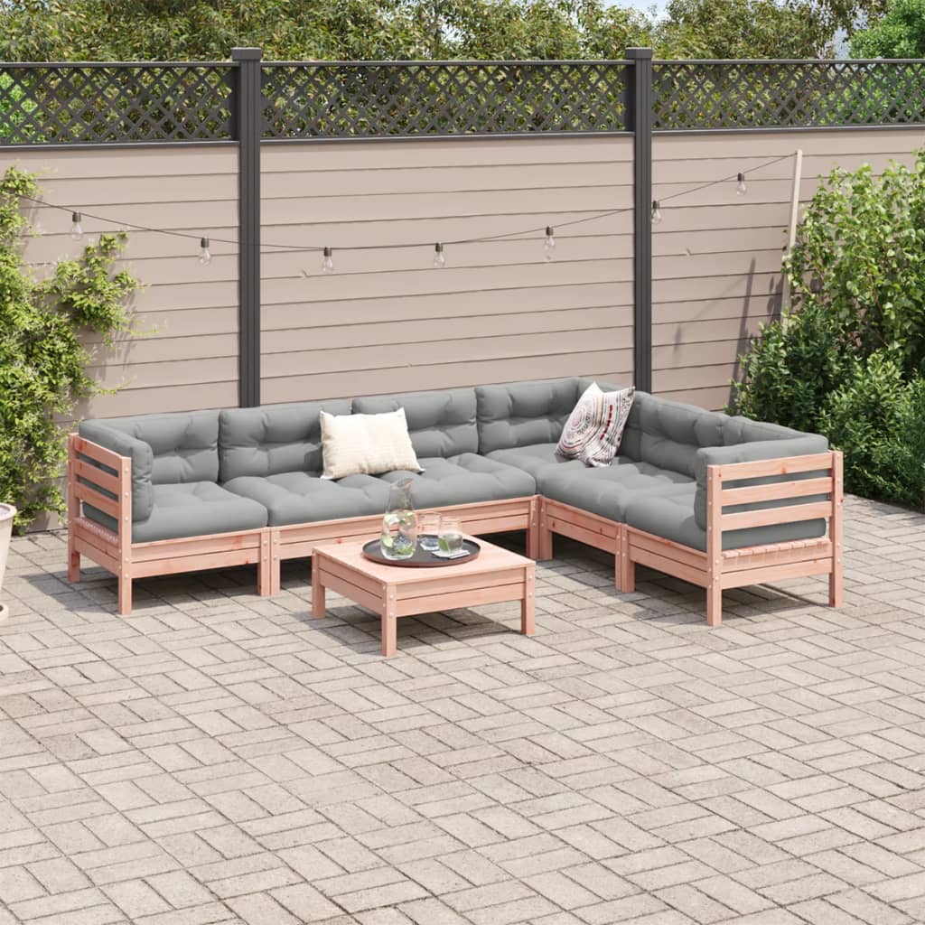 Set Divani Giardino 7 pz Cuscini Legno Massello Abete Douglas | homemem39
