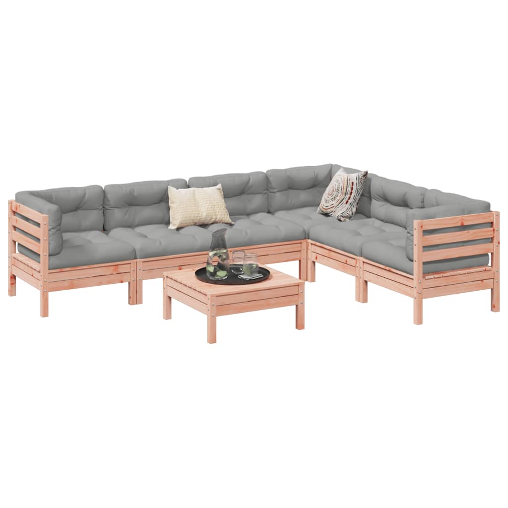 Set Divani Giardino 7 pz Cuscini Legno Massello Abete Douglas | homemem39
