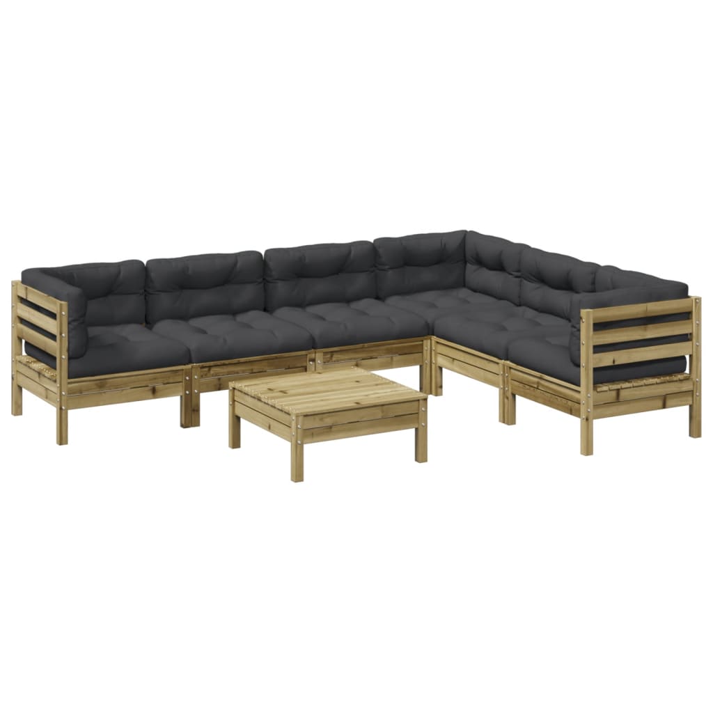 Set Divani da Giardino 7pz con Cuscini Legno Impregnato di Pino | homemem39
