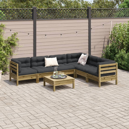 Set Divani da Giardino 7pz con Cuscini Legno Impregnato di Pino | homemem39