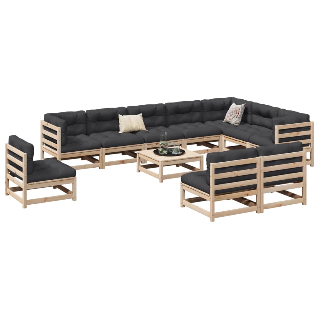 Set Divani da Giardino 11 pz in Legno Massello di Pino | homemem39