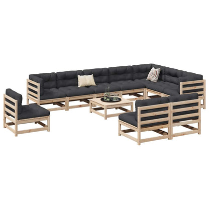 Set Divani da Giardino 11 pz in Legno Massello di Pino