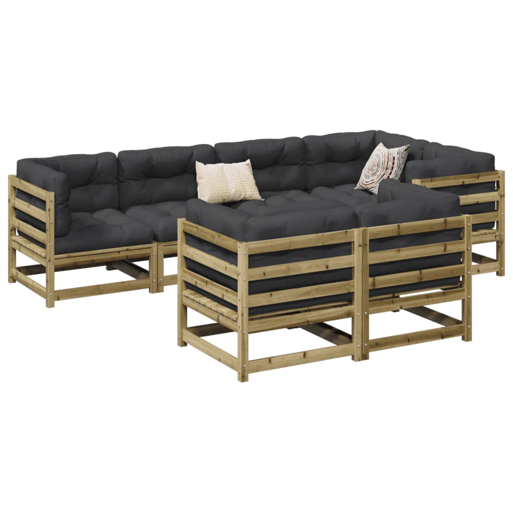 Set Divani da Giardino 7 pz in Legno Impregnato di Pino | homemem39