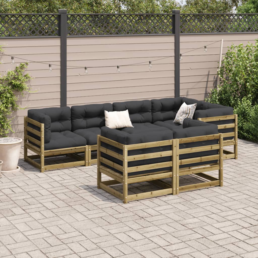 Set Divani da Giardino 7pz con Cuscini Legno Impregnato di Pino - homemem39